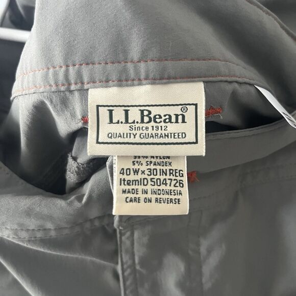 LL Bean Water Resistant Hiking Pants Outdoor Trail Camping Nylon Gray Men 40x30 - Picture 5 of 6